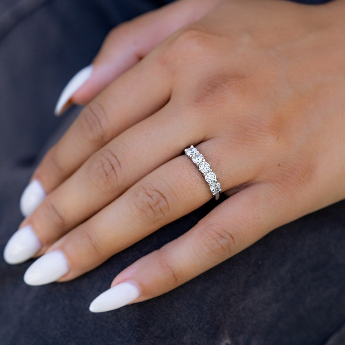 Natural Diamond 5 Stone Anniversary Ring F-G SI)