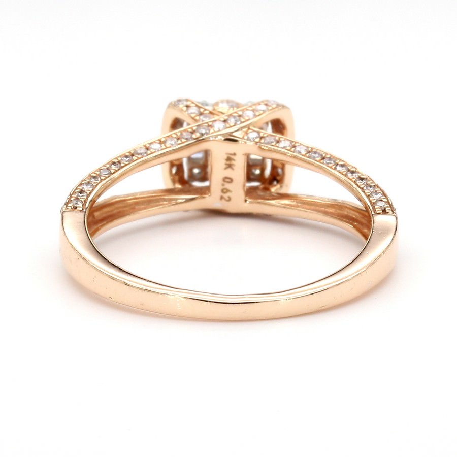Natural Diamond Baguette Cluster Halo Ring