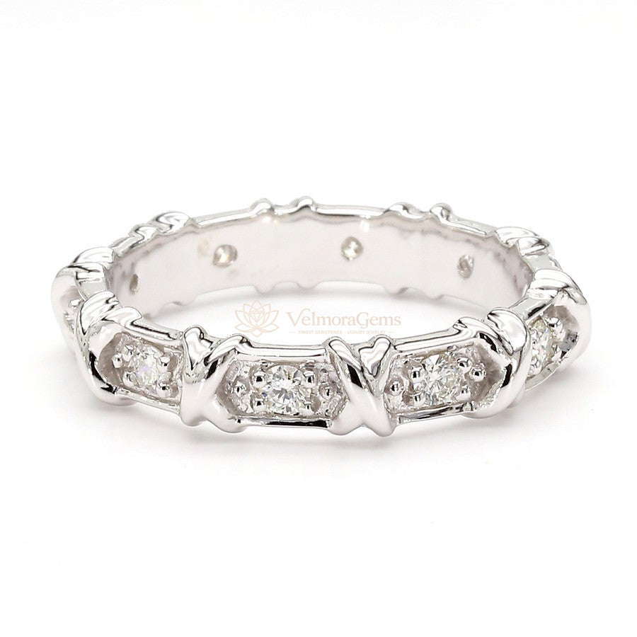 Natural Diamond "X" Station Eternity Band