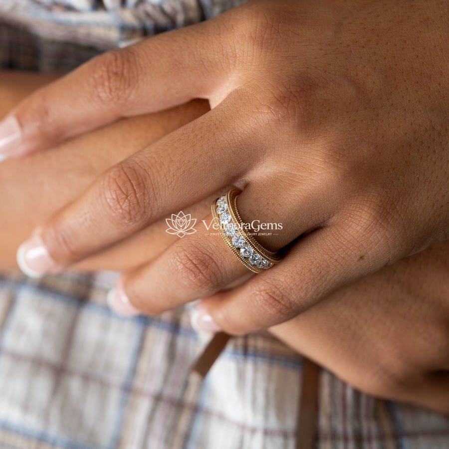 Lab-Created Diamond Milgrain Channel Set Eternity Band F-G VS)