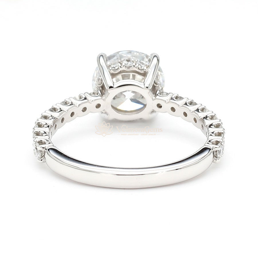 IGI Certified Lab-Created Diamond Round Hidden Halo Pave Ring F VS)