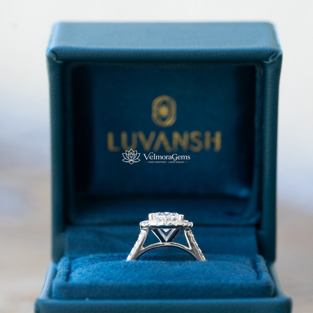 IGI Certified Lab-Created Diamond Oval Shape Halo Pave Ring F VS)