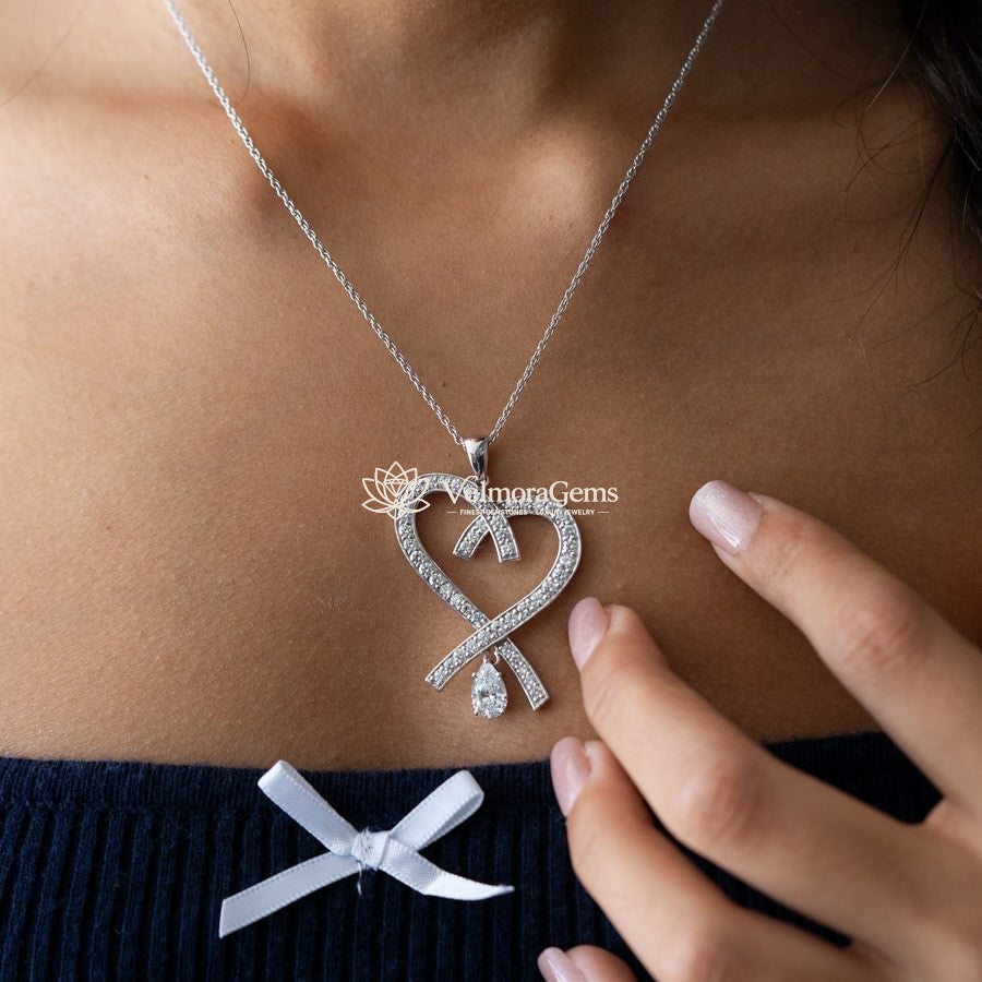 Lab-Created Diamond Teardrop Heart Pendant E-F VS)