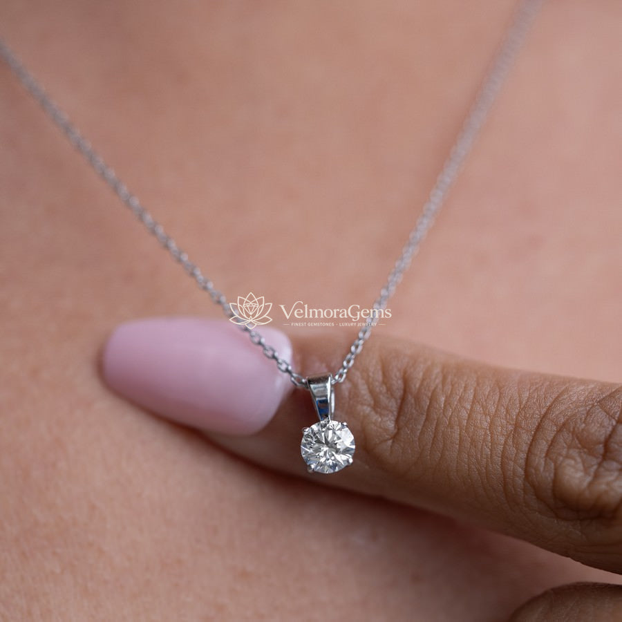 Round Pendant Duo – & Lab Diamond Solitaire Pendants (F-G SI)
