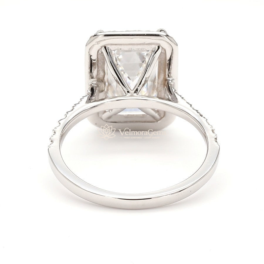 IGI Certified Lab-Created Diamond Emerald Halo Pave Ring F VS)