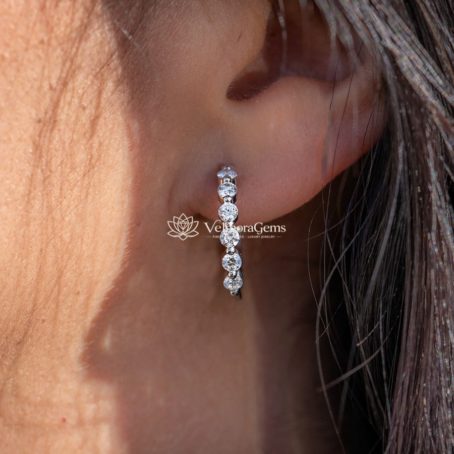 Lab-Created Diamond 6 Stone Hoop Earrings F-G VS)