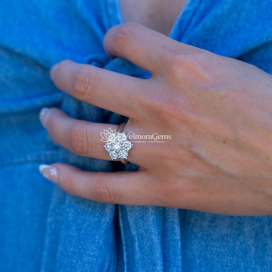 Lab-Created Diamond Celestial Cluster Ring F-G SI)