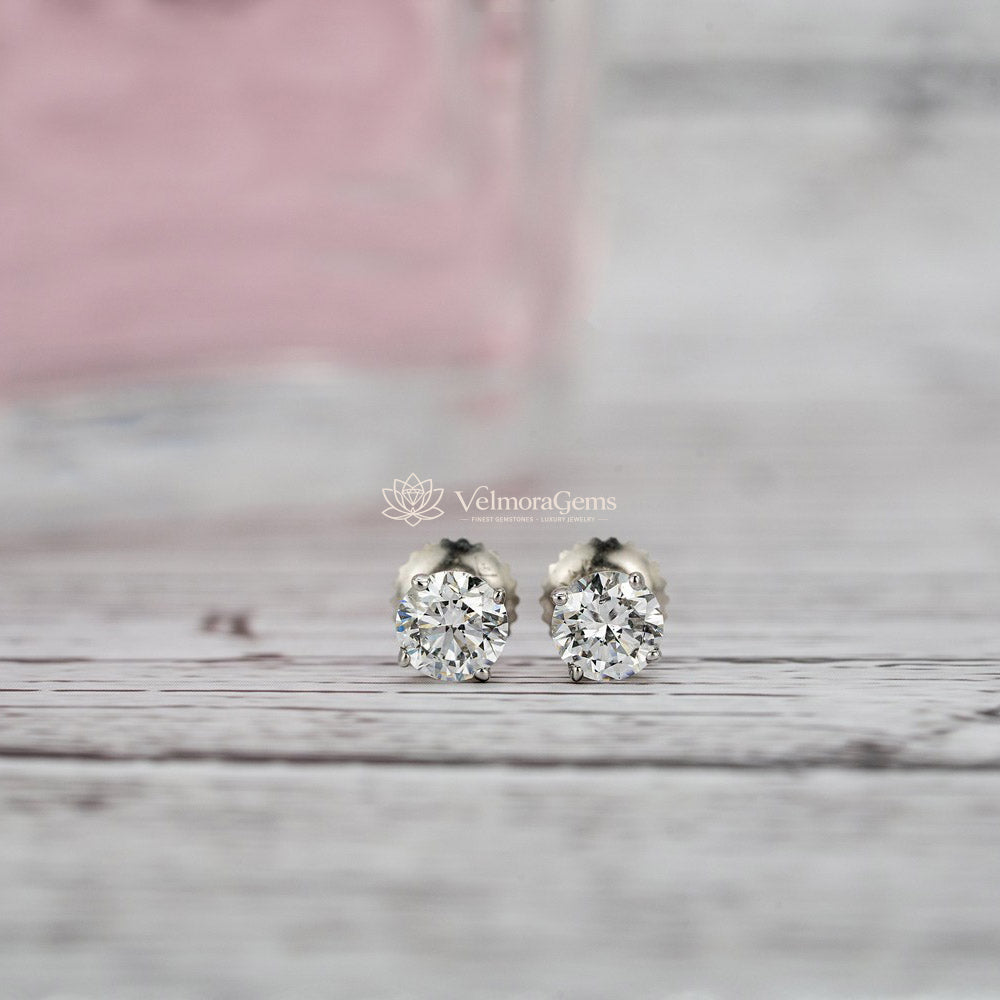 Lab-Created Diamond 4 Prong Basket Screw Back Stud Earrings (1.00- F-G SI)