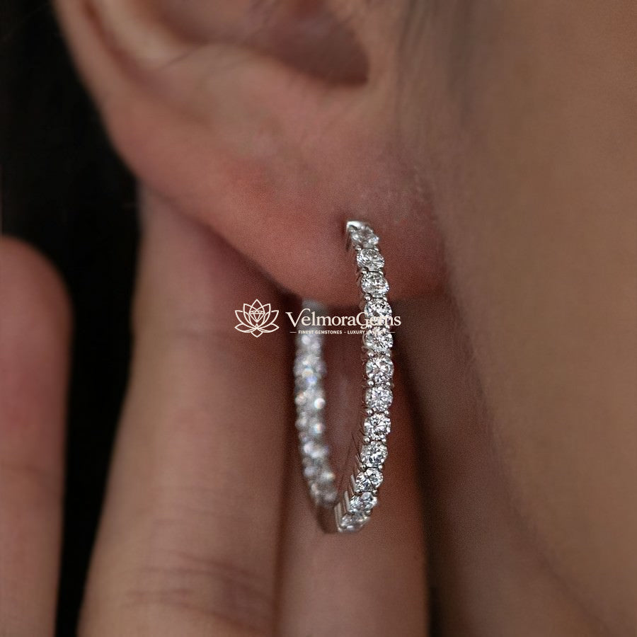 Lab-Created Diamond Small Oval Hoop Earrings F-G VS)
