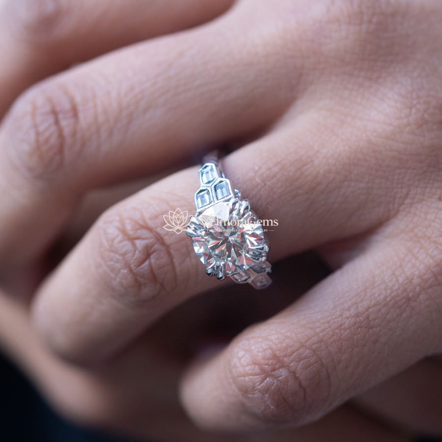 IGI Certified Lab-Created Round Diamond Symphony Step Ring F VS)