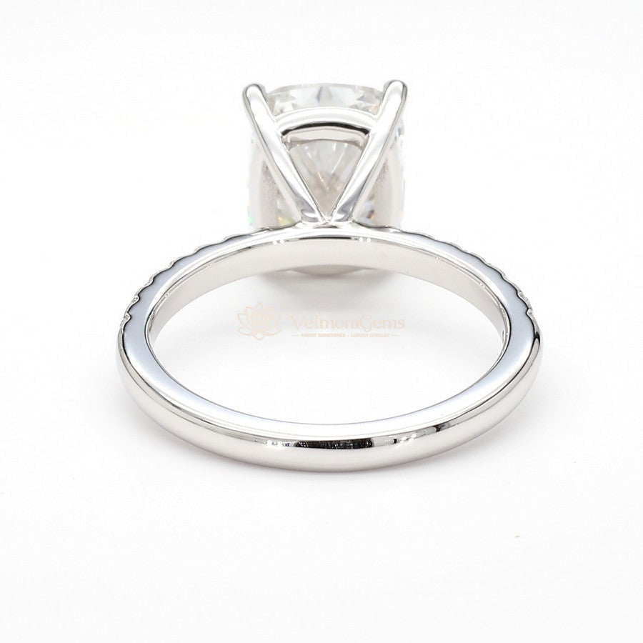 14K White Gold Cushion Pave Ring