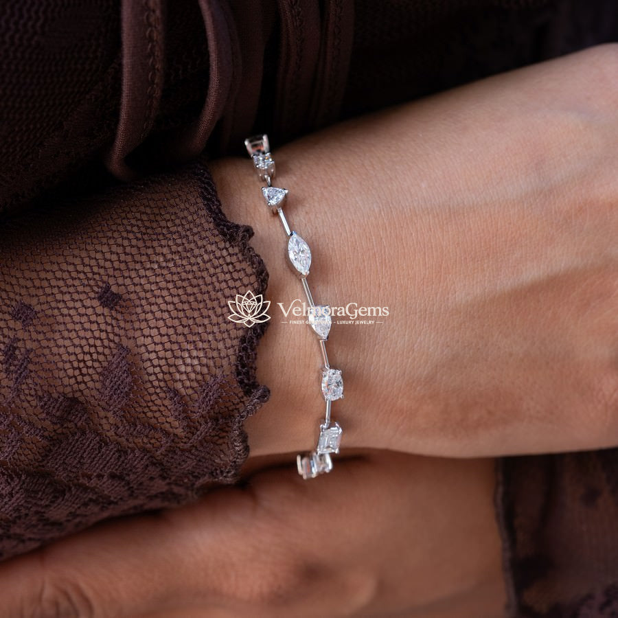 Lab-Created Diamond Multi-Shape Tennis Bracelet E-F VS)