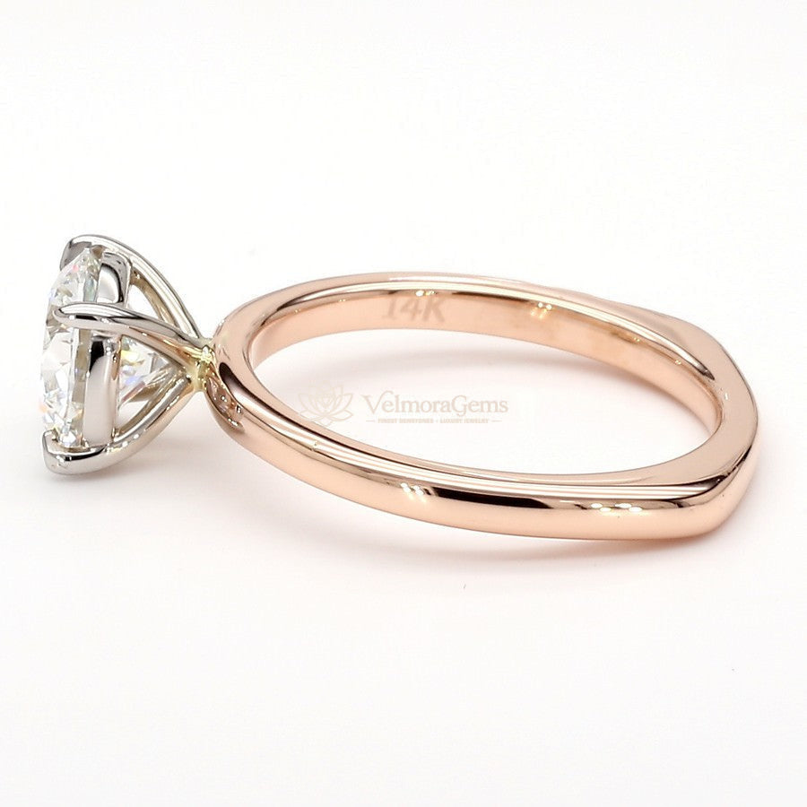 14K Rose Gold Round Two-Tone Euro Shank Ring