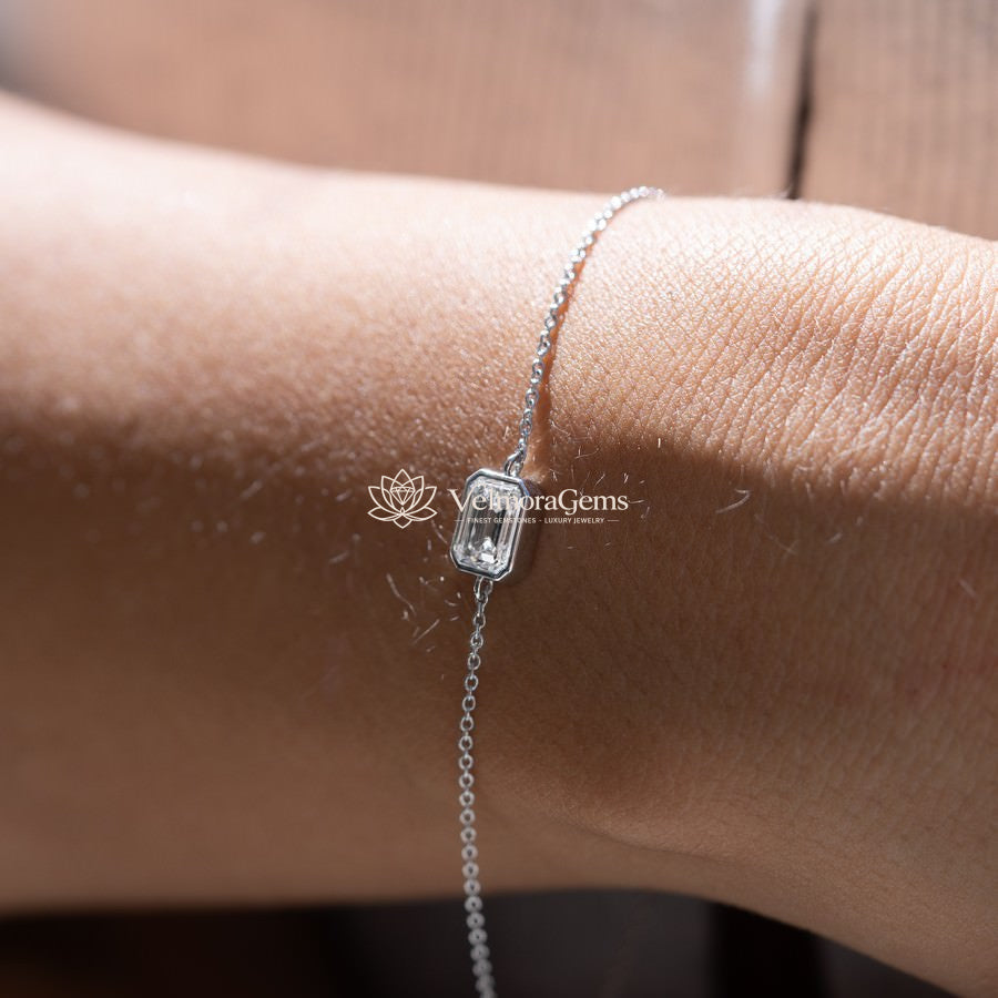 IGI Certified Emerald Lab-Created Diamond Bezel Bracelet F VS)