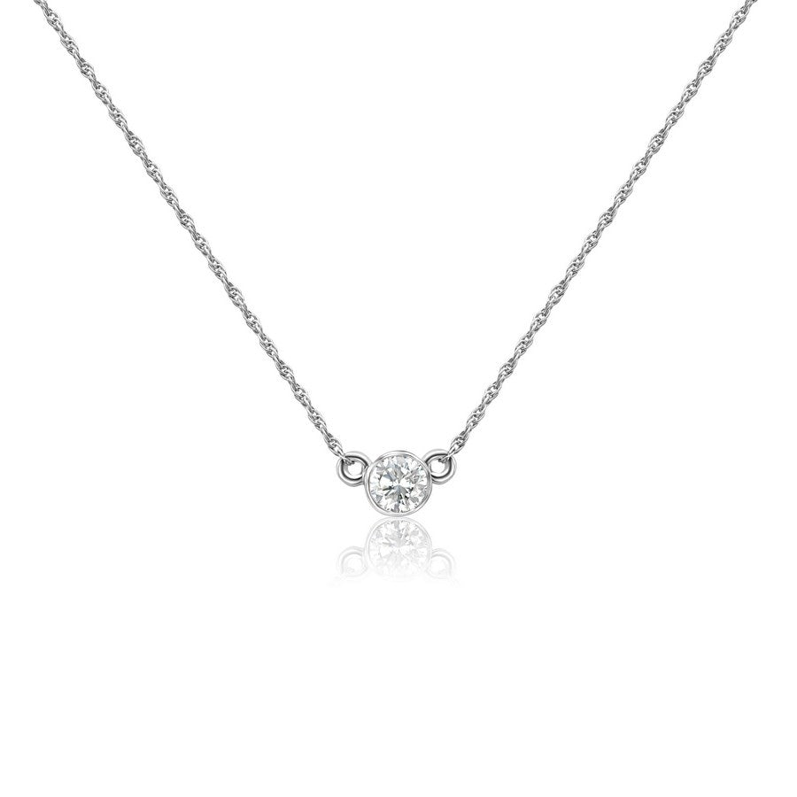 Natural Diamond Bezel Pendant Necklace F-G SI)