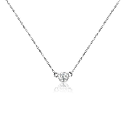 Natural Diamond Bezel Pendant Necklace F-G SI)