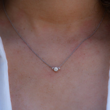 Natural Diamond Bezel Pendant Necklace F-G SI)