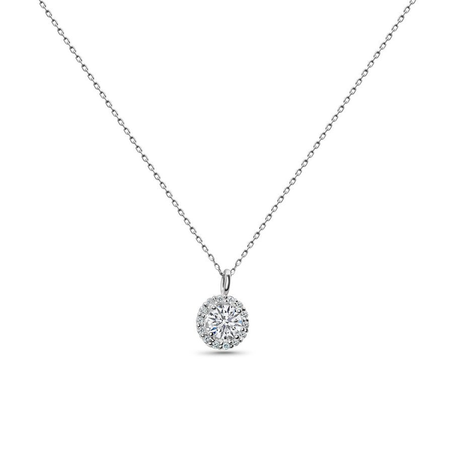 Natural Diamond Halo Pendant F-G SI)