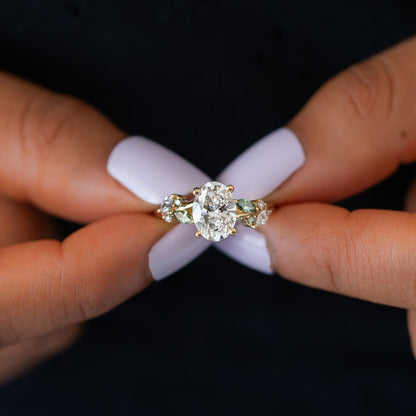 Oval Harmony Leaf Lab-Created Diamond Ring F VS)