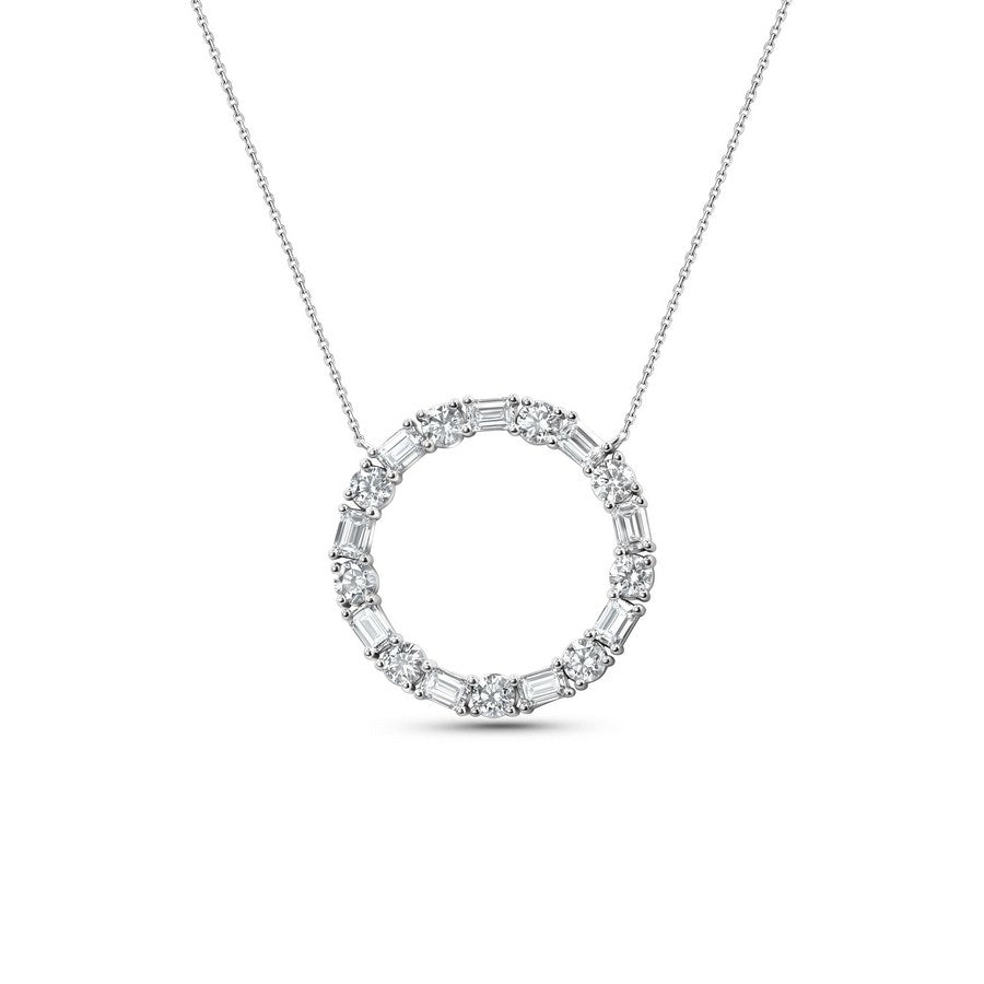 Unity Circle Necklace – Round & Emerald Lab-Created Diamonds F-G VS)