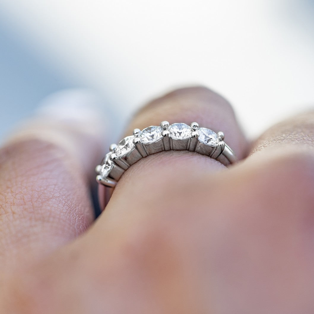 Natural Diamond 5 Stone Anniversary Ring F-G SI)