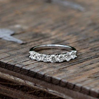 Natural Diamond 7 Stone Anniversary Ring F-G SI)