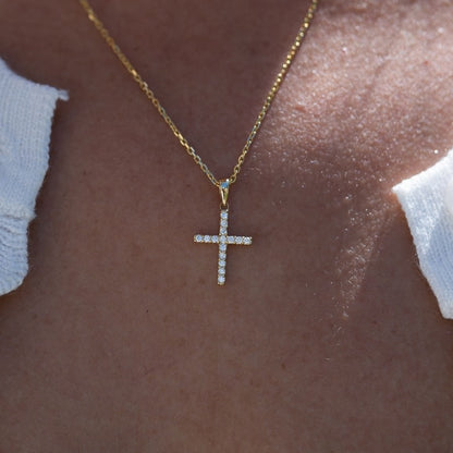 Natural Diamond Cross Necklace F-G SI)