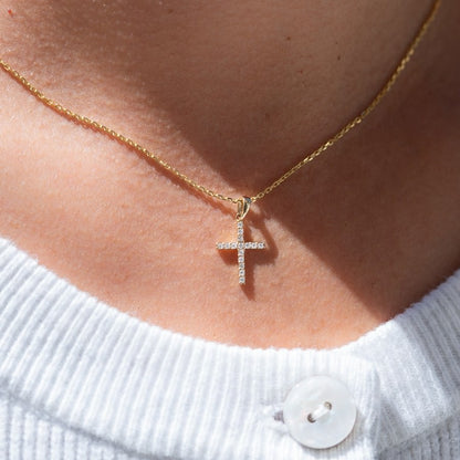 Natural Diamond Cross Necklace F-G SI)