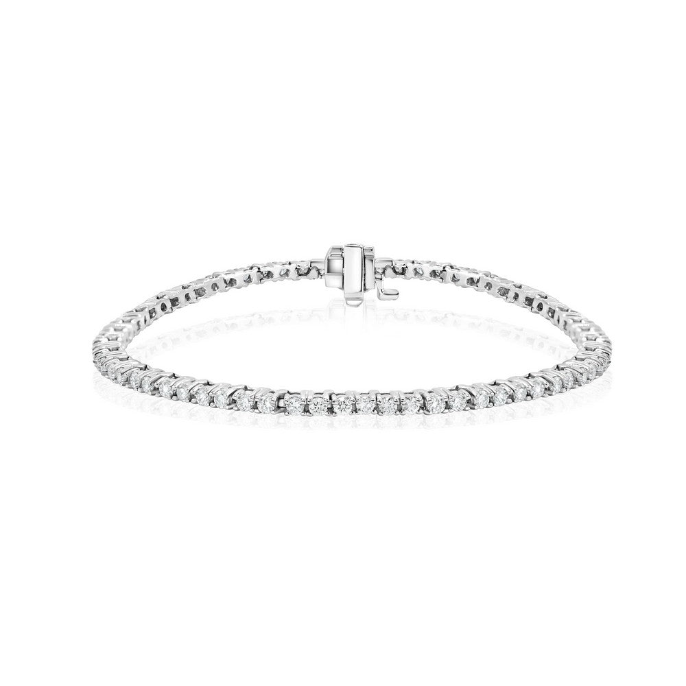 Natural Round Diamond Lightweight Tennis Bracelet F-G SI)