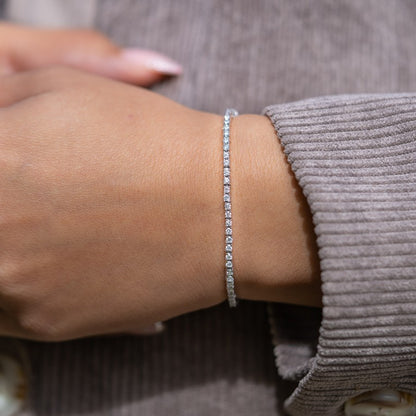 Natural Round Diamond 4-Prong Tennis Bracelet F-G SI)