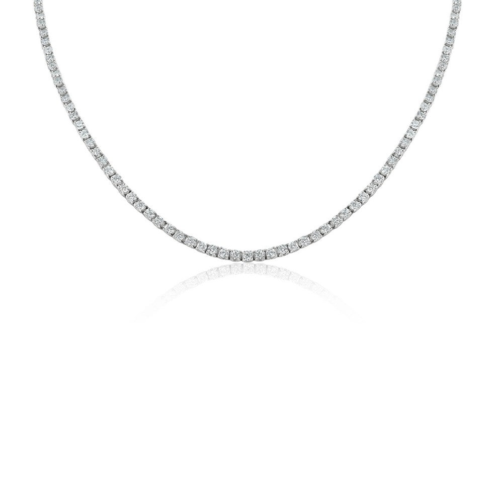 Natural Round Diamond 4-Prong Tennis Necklace F-G SI)