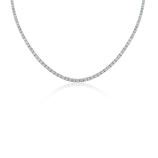 Natural Round Diamond 4-Prong Tennis Necklace F-G SI)