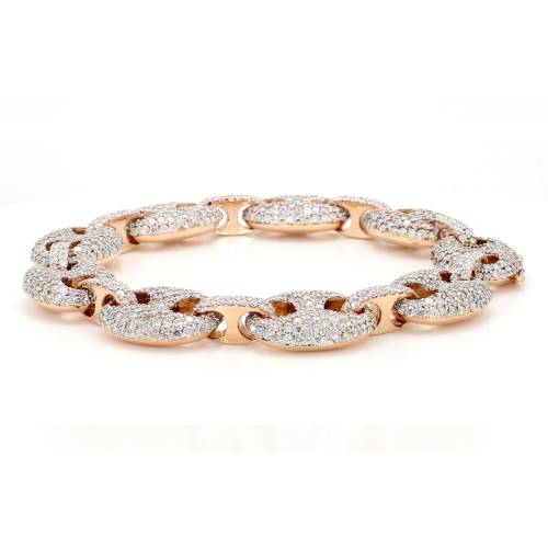 Natural Diamond Puff Mariner Link Bracelet