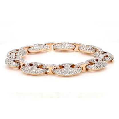 Natural Diamond Puff Mariner Link Bracelet