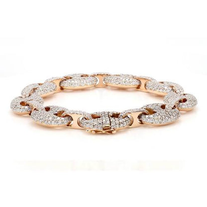 Natural Diamond Puff Mariner Link Bracelet