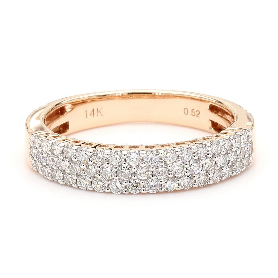 Natural Diamond Triple-Row Pave Semi-Eternity Band