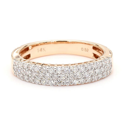 Natural Diamond Triple-Row Pave Semi-Eternity Band