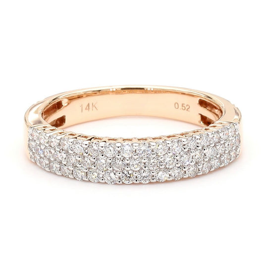 Natural Diamond Triple-Row Pave Semi-Eternity Band