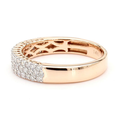 Natural Diamond Triple-Row Pave Semi-Eternity Band