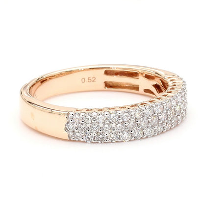 Natural Diamond Triple-Row Pave Semi-Eternity Band