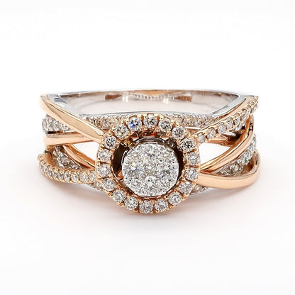 Rose & Natural Diamond Entwined Halo Ring