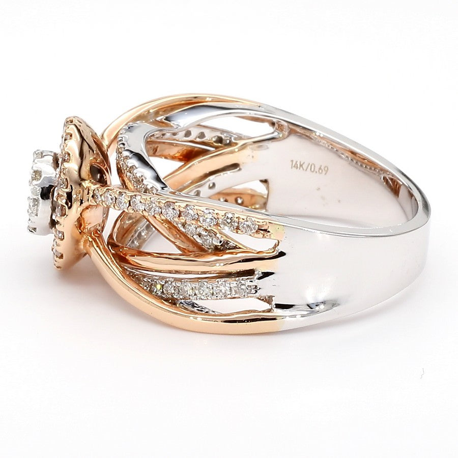 Rose & Natural Diamond Entwined Halo Ring