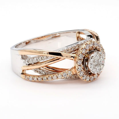 Rose & Natural Diamond Entwined Halo Ring