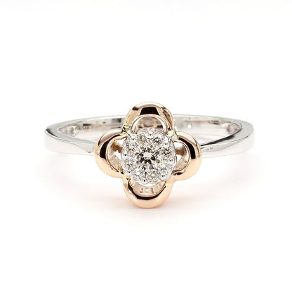 Rose & Natural Diamond Floral Clover Ring