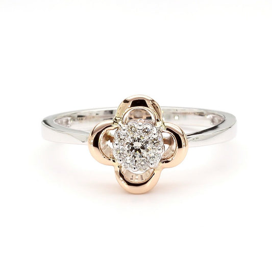 Rose & Natural Diamond Floral Clover Ring