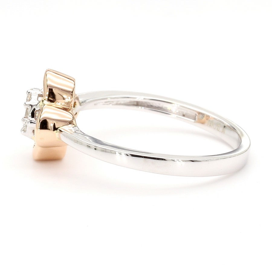 Rose & Natural Diamond Floral Clover Ring