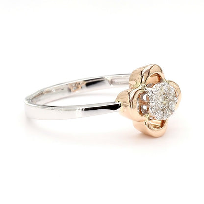 Rose & Natural Diamond Floral Clover Ring