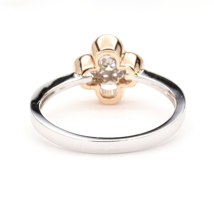 Rose & Natural Diamond Floral Clover Ring