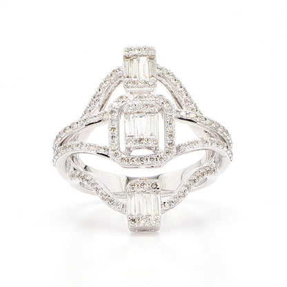 Natural Diamond Baguette Cluster Bypass Ring