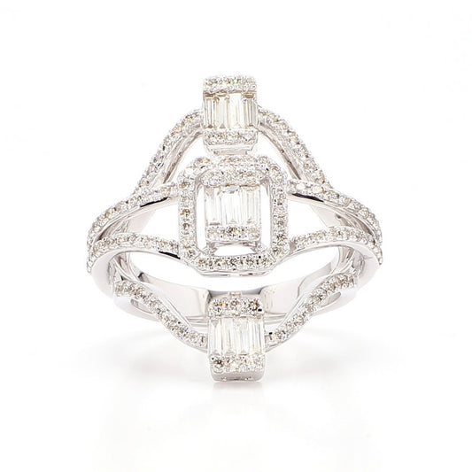 Natural Diamond Baguette Cluster Bypass Ring